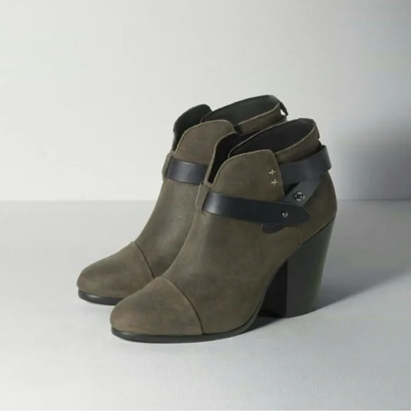 Rag & Bone Harrow Ankle Booties with Strap Suede Wax Coated Leather Size 7.5 - Picture 10 of 11